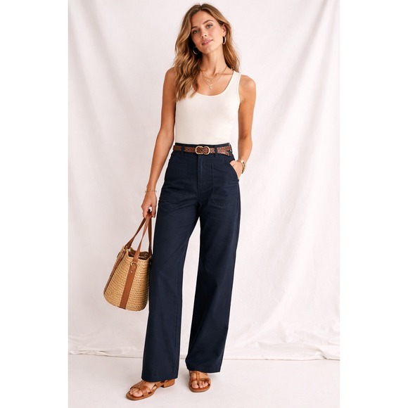 One5One Pants - One5One Veda High Rise Wide Leg Pant Women 12 Navy NWT